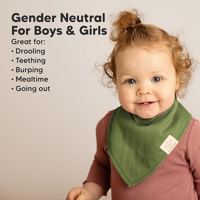 8-Pack Organic Baby Bandana Bibs for Boys, Girls - Super Absorbent Triangle Baby Bibs for Drooling and Teething Infant, 100% Cotton Extra Soft for Newborn, Infant 0-36 Months (Daybreak)