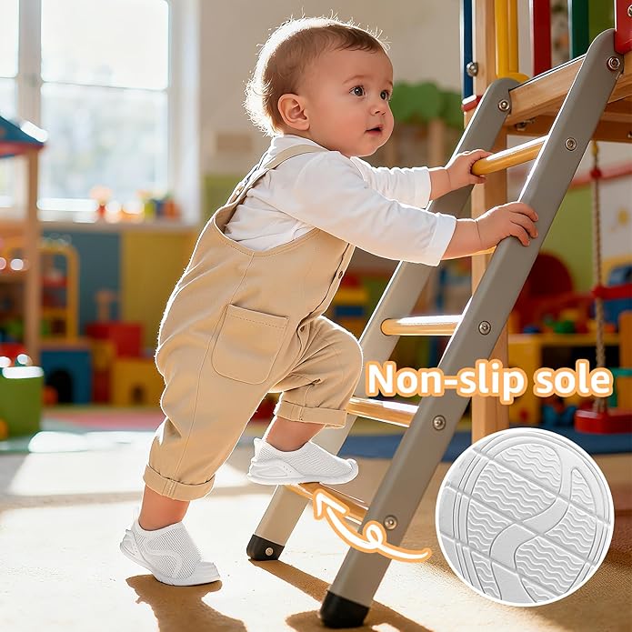 Baby Boys Girls First Walking Shoes Wide Toe Box Infant Sneakers Lightweight Breathable Slip On Barefoot Shoes