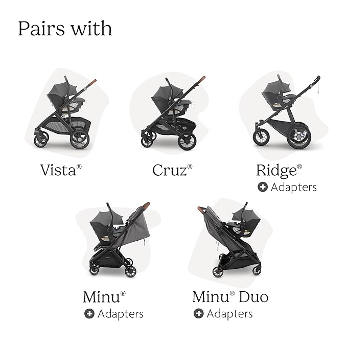 UPPAbaby Aria Lightweight Infant Car Seat/Just Under 6 lbs for Easy Portability/Base with Load Leg + Infant Insert Included/Direct Stroller Attachment/Greyson (Charcoal Mélange/Saddle Leather)