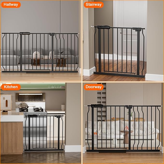HOOEN Wide Baby Gates for Doorway Stairs 30" Tall 38.5-43.5 Inch Wide Indoor Child Gate for Kid or Pet Dogs Walk Through Pressure Mounted Baby Dog Gate