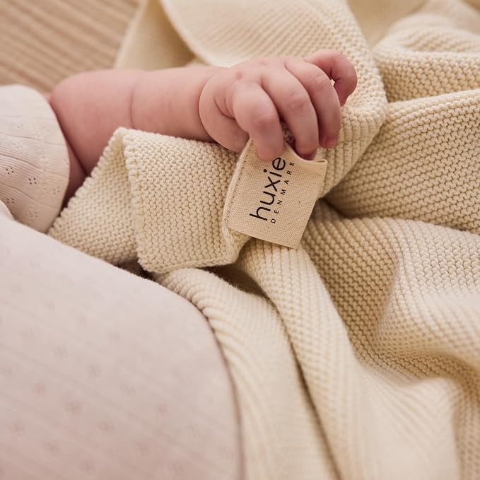 Knitted Organic Cotton Baby Blanket- Swaddle Blanket, 30" x 40" Soft Receiving Blanket for Newborn