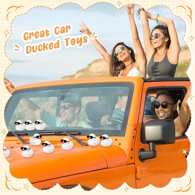 Sosation 36 Packs Mini Rubber Ducks with Sunglasses Sets 2.2 Inch Bath Squeaky Rubber Duckies Cute Float Bathtub Toys for Christmas Birthday Party Favors Class Prizes Car Decor(White)