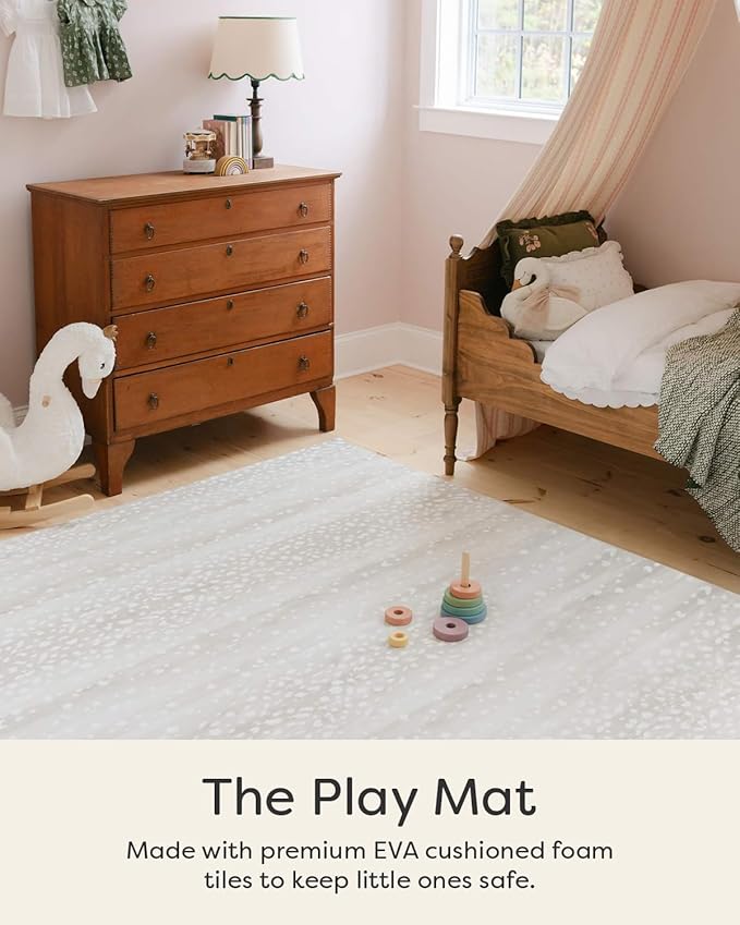 House of Noa Baby Play Mat – 4'x8' Shea Fawn – Set of 8 Tiles – Cushioned EVA Foam Play Mat for Floor, Soft Interlocking Baby Crawling Mats for Hard Floors