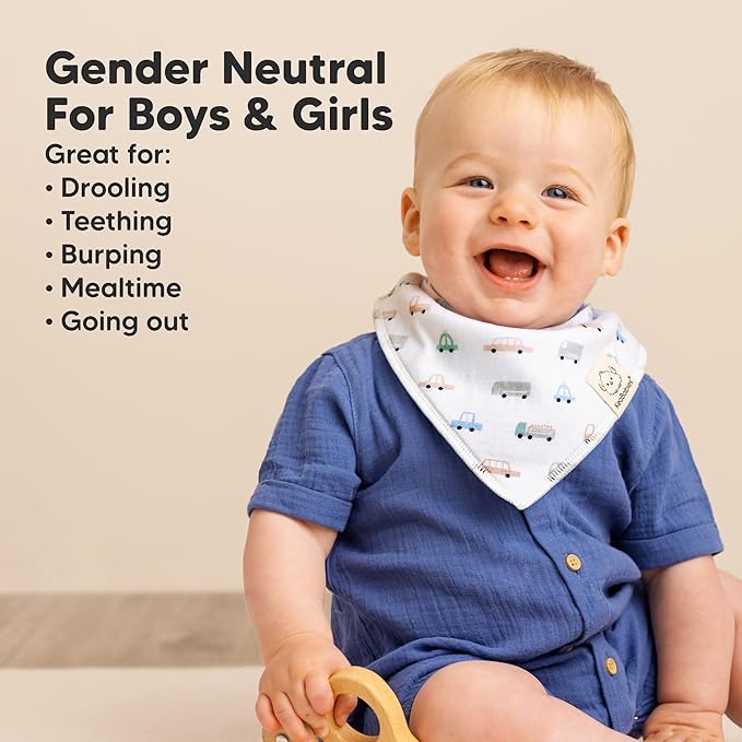 8-Pack Organic Baby Bandana Bibs for Boys, Girls - Super Absorbent Triangle Baby Bibs for Drooling and Teething Infant, 100% Cotton Extra Soft for Newborn, Infant 0-36 Months (Vessels)