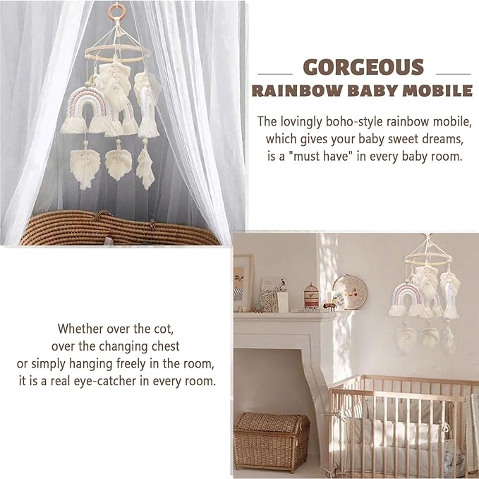 Boho Baby Macrame Rainbow Boho Mobile - Newborn Shower Gift
