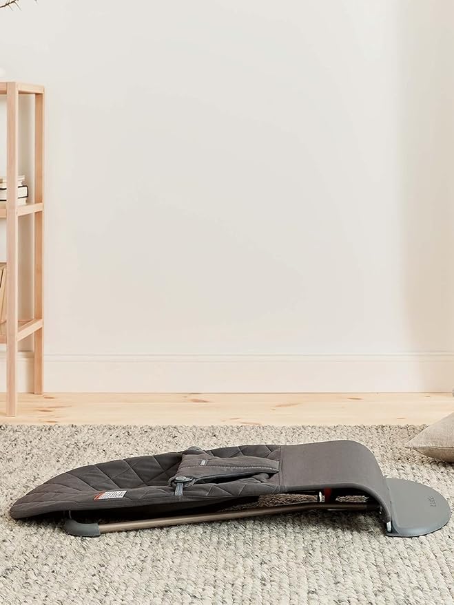 BabyBjörn Bouncer Bliss, Anthracite, Woven, Classic Quilt | 2-in-1 Adjustable Baby Bouncer Seat and Toddler Chair, Newborn to Toddler (8-29 lbs), 4 Positions, Lightweight & Portable