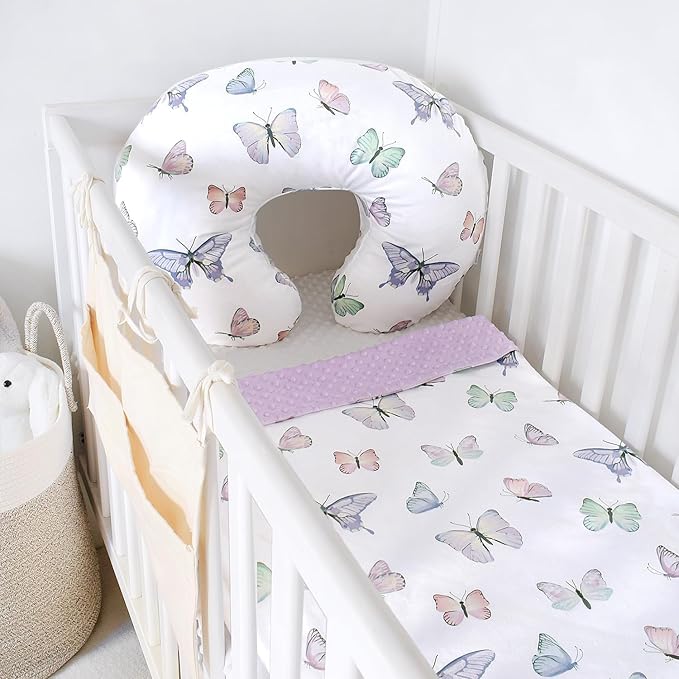 iEvolve Minky Nursing Pillow Cover Breast Feeding Pillow Cover Slipcover U Shape for Baby Boy Girl,Cover Only(Pillow & Pad Cover Butterfly, Pack of 2)