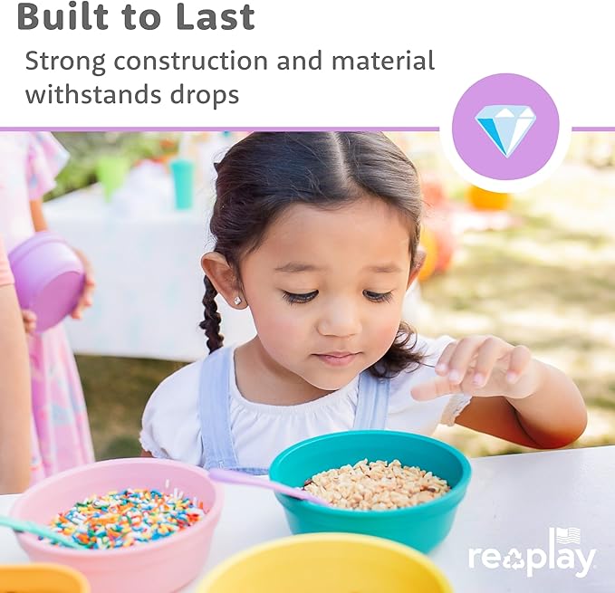 Re-Play 12 oz. Toddler Bowls Set of 3 - Kids Deep-Walled, Durable & Reusable Snack and Meal Bowls, Dishwasher & Microwave Safe, BPA-Free, Made in USA from Recycled Plastic, Easter