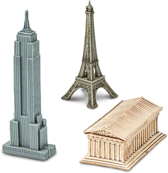 Safari Ltd. Around The World TOOB - 10 Figurines: Leaning Tower of Pisa, Eiffel Tower, Taj Mahal, Statue of Liberty, Giza Pyramids, & More - Educational Toy Figures For Boys, Girls & Kids Ages 3+