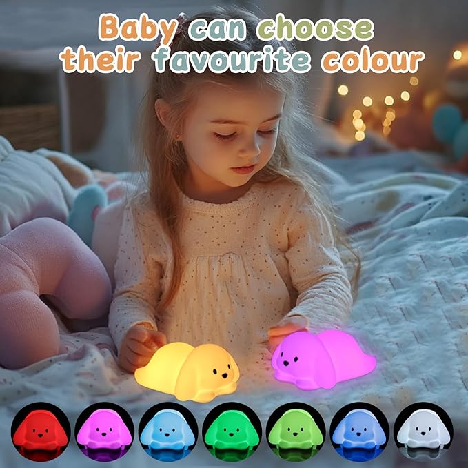 ZKLiLi Dog Night Light for Kids Lamp, 16 Colors Dog Lamp Cute, Dimmable Baby Night Lights for Nursery,Silicone Rechargeable Nightlight for Kids Room, Kawaii Room Decor,Cute Gifts for Kid