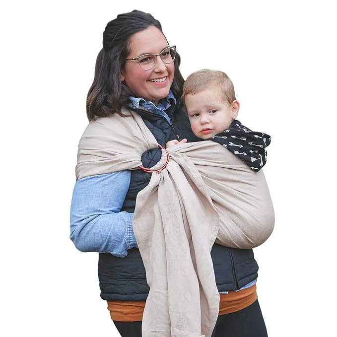 Nalakai Luxury Ring Sling Baby Carrier, Soft Linen Blend Baby Sling, Baby Wrap, Wear Your Little One Close to Your Heart, Longer Length