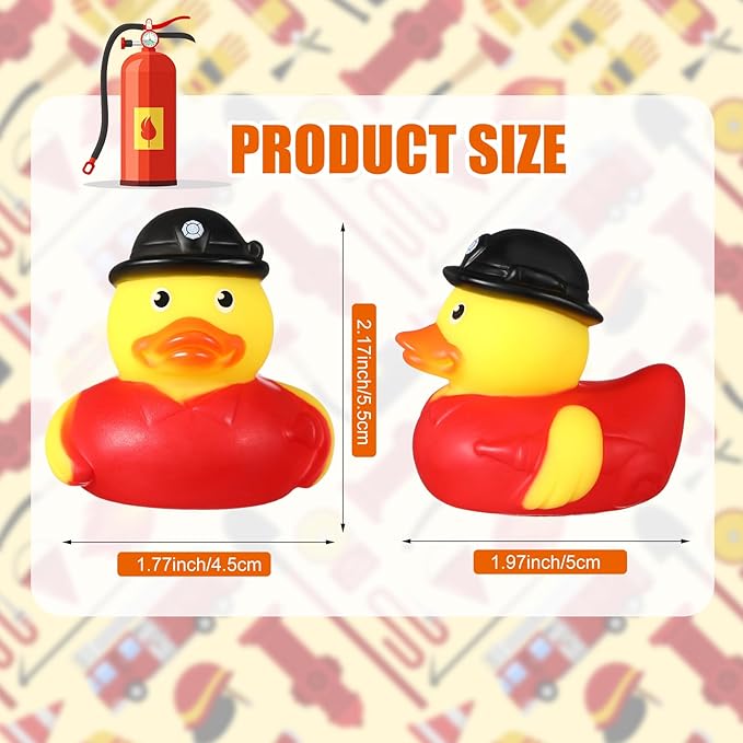 Sotiff 100 Pcs Firefighter Rubber Ducks Bulk 2 Inch Fireman Rubber Ducky for Firefighter Party Favors Birthday Party Gifts Beach Summer Bath Tub Pool Float