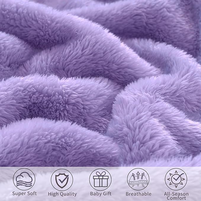 Pro Goleem Fleece Baby Blanket with 2 Inch Satin Trim Soft Plush Blanket for Boys and Girls for Babies Purple 30''x40''