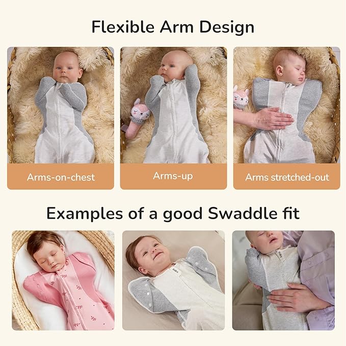 KIDIRA Swaddle for Newborns, Baby Swaddles 1-3 Months 5-13lb, Arms Up Swaddle 1-3 Months Newborn with Moisture-Wicking Fabric, Promotes Healthy Hip Development, 2-Way Zipper & Foot Buttons, 1Pack