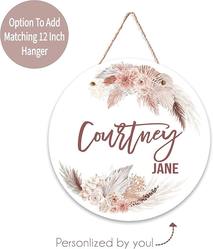 Girls Love A Monogram - Personalzied Custom Boho Floral Baby Blankets for Girls with Name Shower Gift (Beige, 30 X 40 Baby)