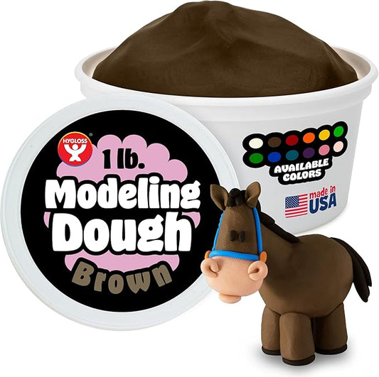 Hygloss Play Modeling Dough for Kids – Safe & Non-Toxic Sensory Dough for Arts and Crafts – 1 lb Tub – Play Clay for Toddler Activities, Preschool Classroom Must-Haves – Brown Color, Unscented