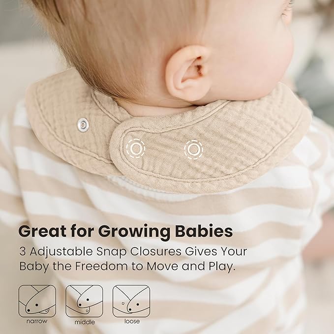 Konssy 10-Pack Muslin Baby Bibs, Soft Cotton Bandana Bibs for Drooling & Teething, Unisex Solid Colors for Boys & Girls, Newborn & Infant