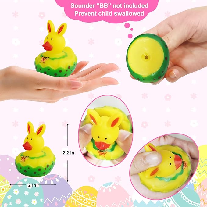 50PCS Easter Rubber Ducks Assorted Gifts Party Favors ,Resurrection Bunny Rubber Duck Pack , Funny Rubber Ducks Bath Tub Toys for Kids, Baby Showers Accessories