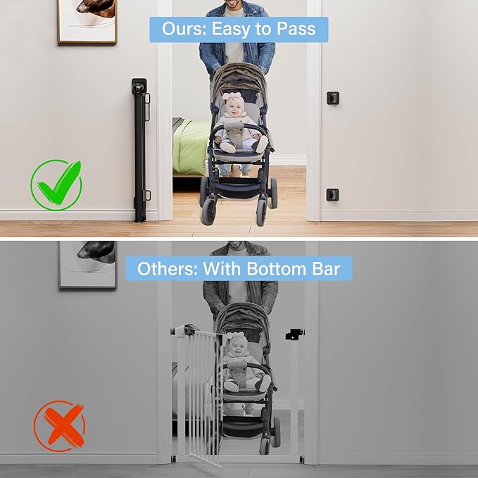 Retractable Baby Gates for Stairs No Drill, PRObebi Retractable Dog Gate Indoor Extends to 54" Wide 34" Tall, Child Gates for Doorways, Stair Gate Use for Outdoor, Hallways, Doorways, Deck, Porch