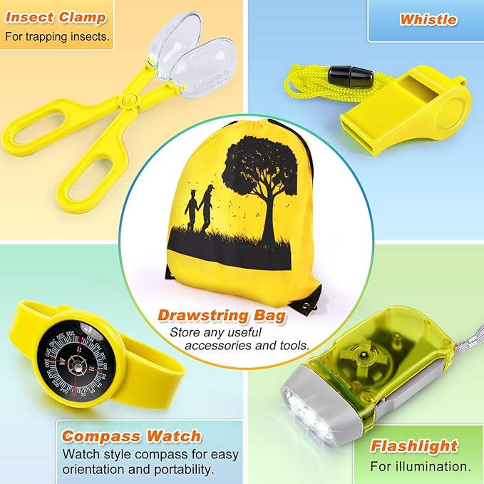 Bug Catcher Kit & Outdoor Explorer Kit for Kids, 10 Pcs Bug Catching Kit with Toy Cage, Backpack, Flashlight, Manifying Glass, Toy Net, Outdoor Exploration Toys Gift for Boys Girls 3-12
