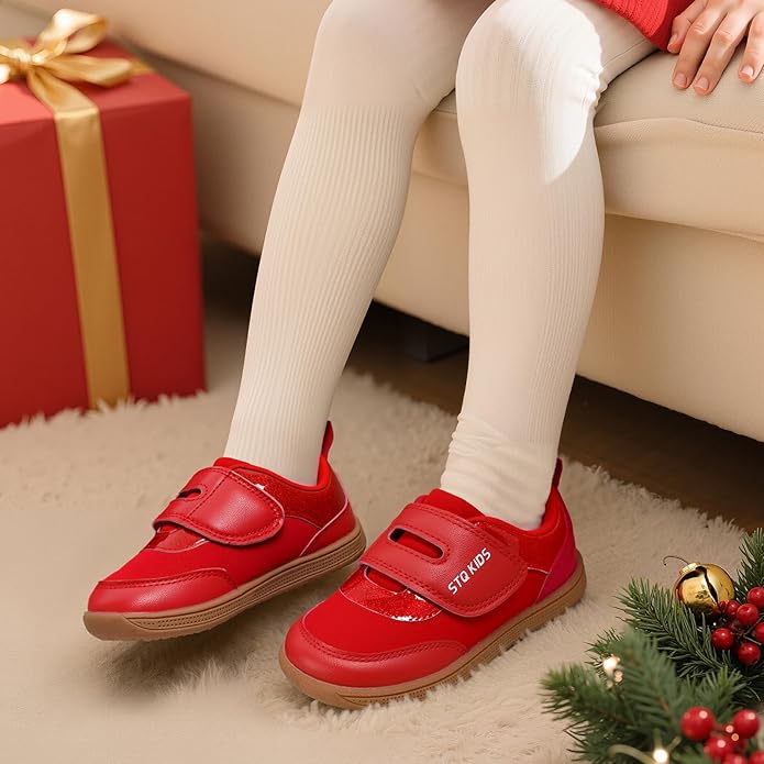 Toddler Wide Toe Box Barefoot Shoes Boys Girls Zero Drop,Baby First Walking Shoes Glitter Little Kids Sneakers Non-Slip Preschool Running Tennis Canvas Casual Preschool Outdoor Activities