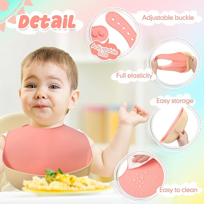 Mepase Silicone Bibs Waterproof Silicone Baby Bibs Soft Adjustable Baby Feeding Unisex Kid Eating Supplies