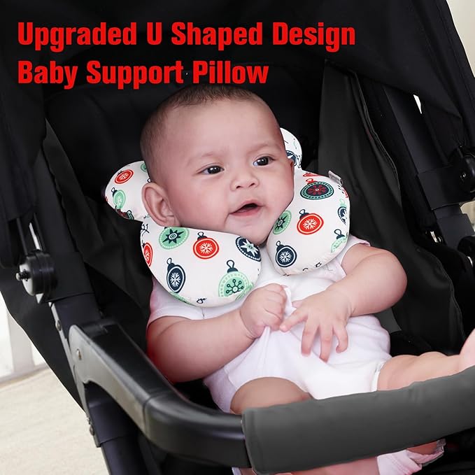 KAKIBLIN Baby Travel Pillow for Head and Neck, Upgraded Head Support Pillow, Baby Neck Pillows for Car Seat,Pushchair,Travel,(Cross)