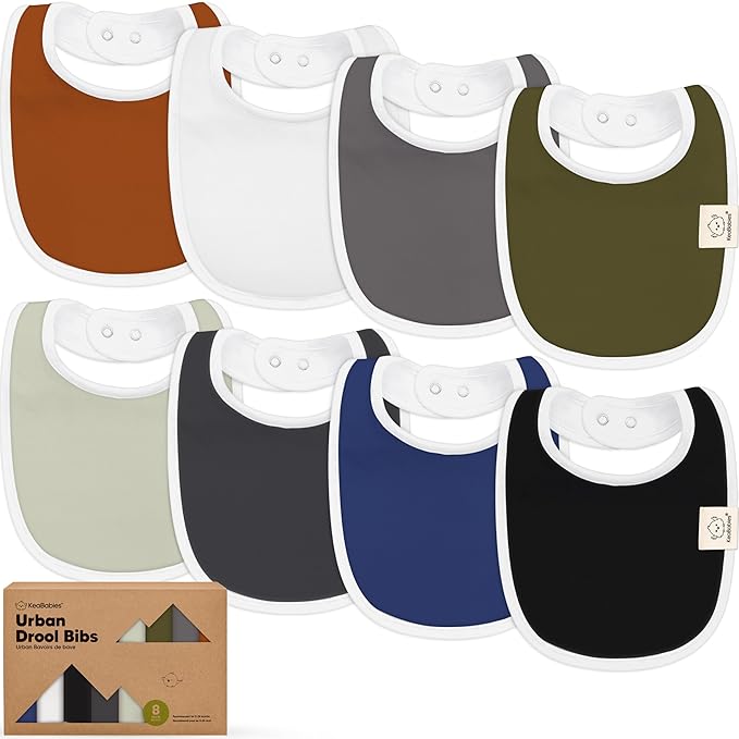 8-Pack Organic Baby Bibs for Boys, Girls - Soft Cotton Drooling and Teething Bibs for Baby Girl & Boy, Extra Absorbent, Easy to Clean & Put On for Toddler, Newborn, Infant 0-24 Months (Basics)