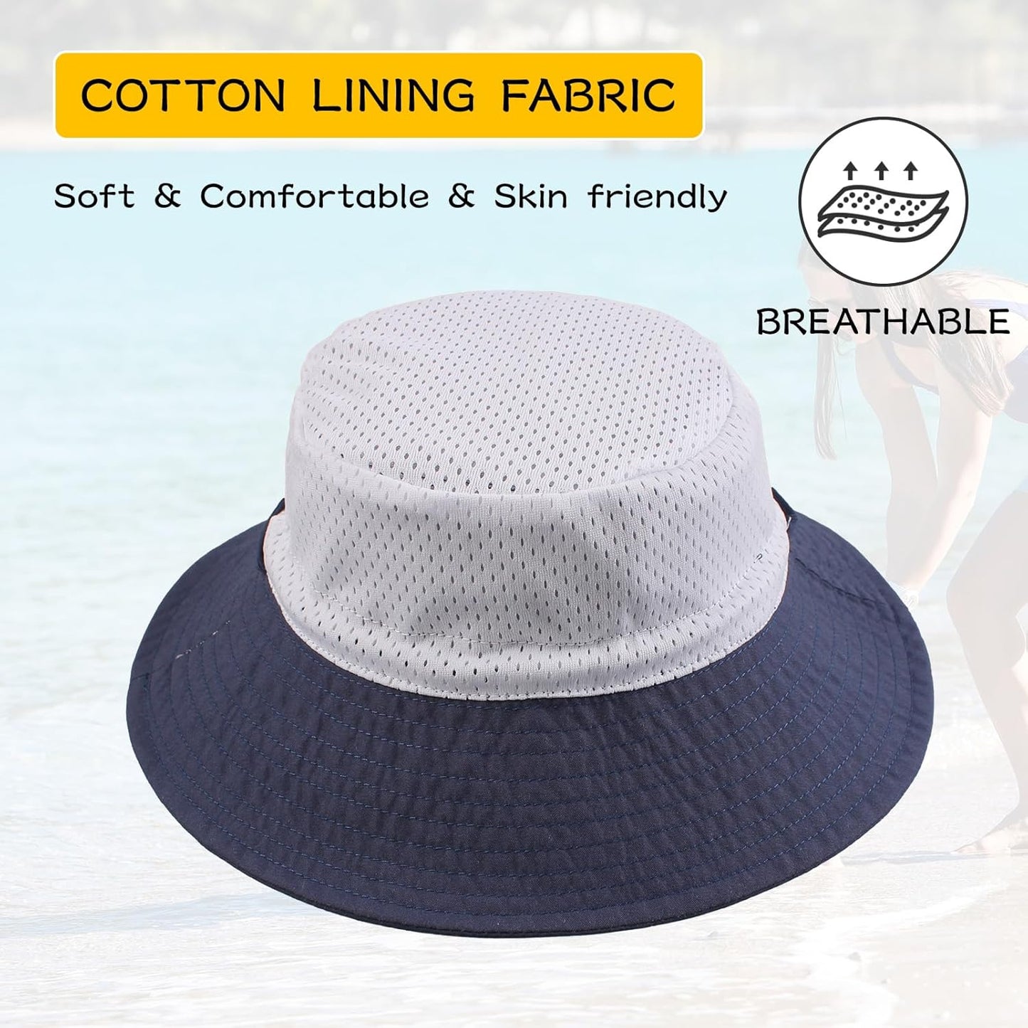 Peecabe Summer Baby Sun Hat for Boys Girls UPF 50+ Wide Brim Toddle Bucket Hat Adjustable Baby Beach Cap 0-8 Years