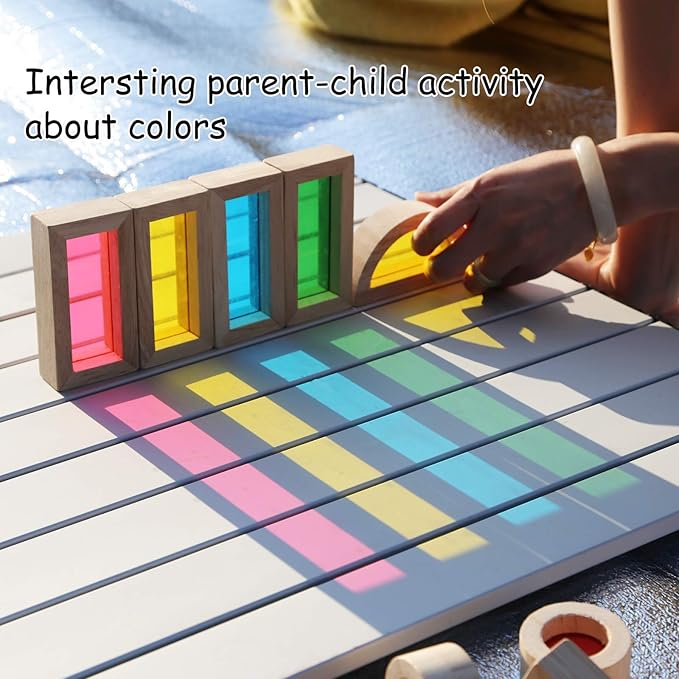 Wood Building Blocks Set 24pcs, Wooden Blocks for Toddlers, Rainbow Sensory Toys, Educational Toys, Preschool Wooden Stacking Toy for Kids