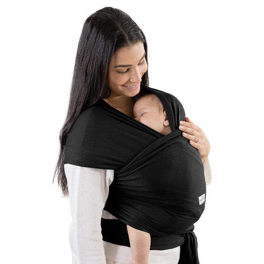 Comfy Cubs Baby Wrap Carrier - Soft & Secure Fit Cotton Blend Baby Carrier Newborn to Toddler - Hands-Free & Lightweight Infant Wrap - Adjustable, One Size Fits All Toddler Sling - Black