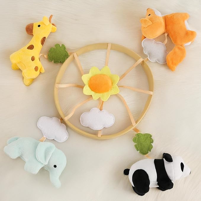 Animals Baby Crib Mobile - Safari Baby Mobile for Crib with 12 Lullabies for Boys & Girls, Nursery Mobiles, Fits Standard Cribs, Forest Nursery Decor