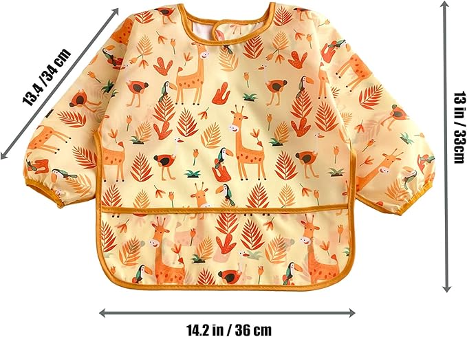 PandaEar (3 Pack Long Sleeve Bibs| Waterproof Full Sleeve Bib for Baby Infant Toddler 6-36 Months