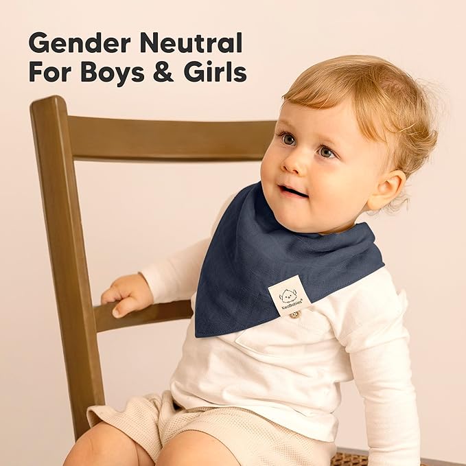 KeaBabies 8-Pack Muslin Baby Bibs for Boys, Girls - Muslin Bandana Drool Bibs for Baby Girl & Boy, Drooling Newborn, Teething Toddler, Infant 0-36 months, 100% Cotton Extra Absorbent & Soft (Eclipse)