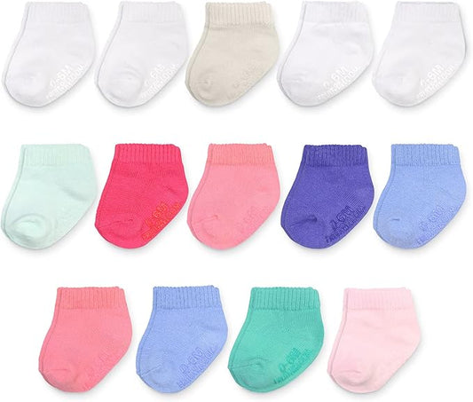 Fruit of the Loom Baby 14-Pack Grow & Fit Flex Zones Cotton Stretch Socks - Unisex, Girls, Boys