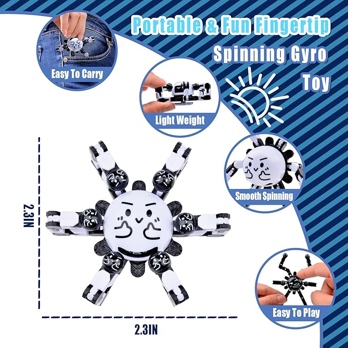 Transformable Fidget Spinners Toys for Adults and Kids,Cool Fingertip Gyros Gifts for Chrismas Birthdays Stocking Stuffers,Teens Sensory Travel Toy for Boy Girls ADHD Autism Relief Stress