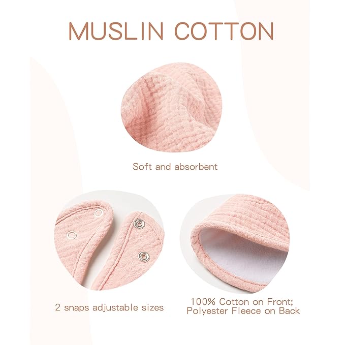 Konssy Muslin Baby Bibs 8 Pack Baby Bandana Drool Bibs Cotton for Unisex Boys and Girls, Soft Absorbent Set for Teething and Drooling