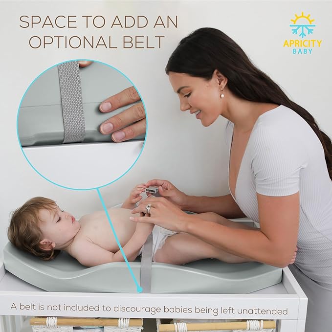 Apricity Baby Diaper Changing Pad – Waterproof Wipe-Clean Foam Changing Mat with Raised Sides, Non-Slip Base & Portable Design, Extra-Large 31.5” × 19.7” for Newborn to Toddler (Sage)