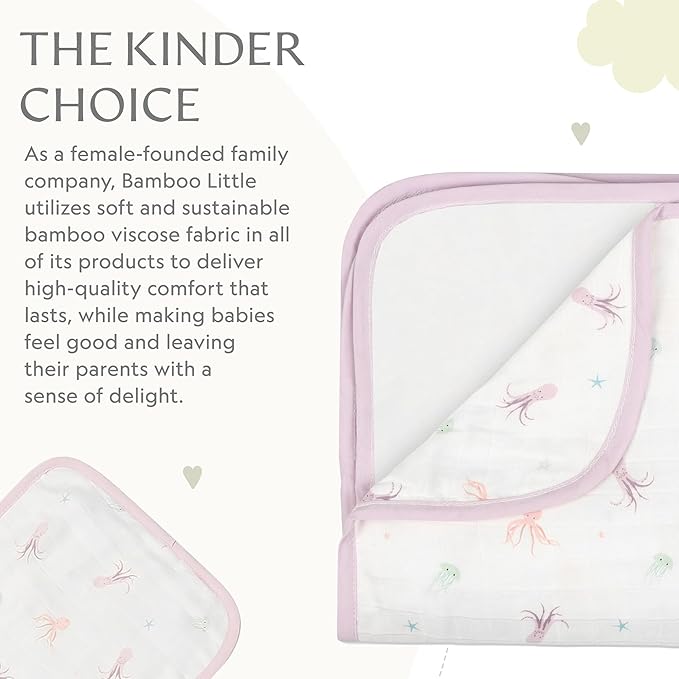 Bamboo Viscose Baby Hooded Towel & Washcloth Set for Babies and Toddlers, Soft & Absorbent, 70% Viscose from Bamboo, 30% Cotton Muslin - Imported (Octopus)