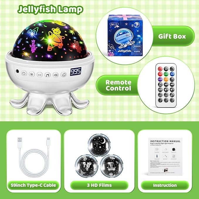 Panda Gifts,【3 Films+ 30 Sounds】Panda Night Light,【93 Effects+ Remote】Toddler Boys Toys for Boys 3-5, [3 Brightness 5-995 min Timer] Girls Toys Age 6-8, Kids Gifts for Kids Toys for Ages 5-7