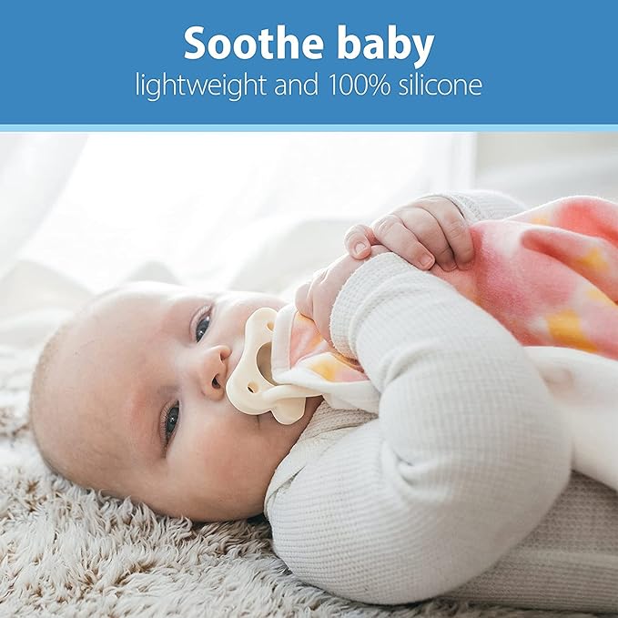 Dr. Brown's HappyPaci 100% Silicone, Newborn Baby Pacifiers 0-6 Months, BPA Free, White, Pink, Light Pink, Cool Gray, Green, and Ecru, 6 Pack