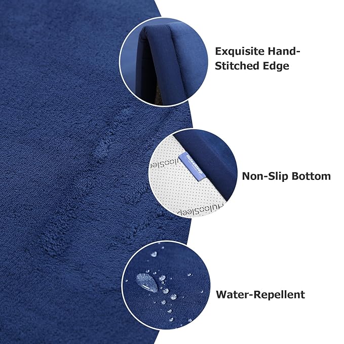 Baby Play Mat for Floor,1.3" Thick Elasti-Foam 50x50 Playpen Mat for Toddlers Infant Kids,Water-Repellent Soft Coral Velvet Tummy Time Non Slip Crawling,Tatami(Dark Blue)