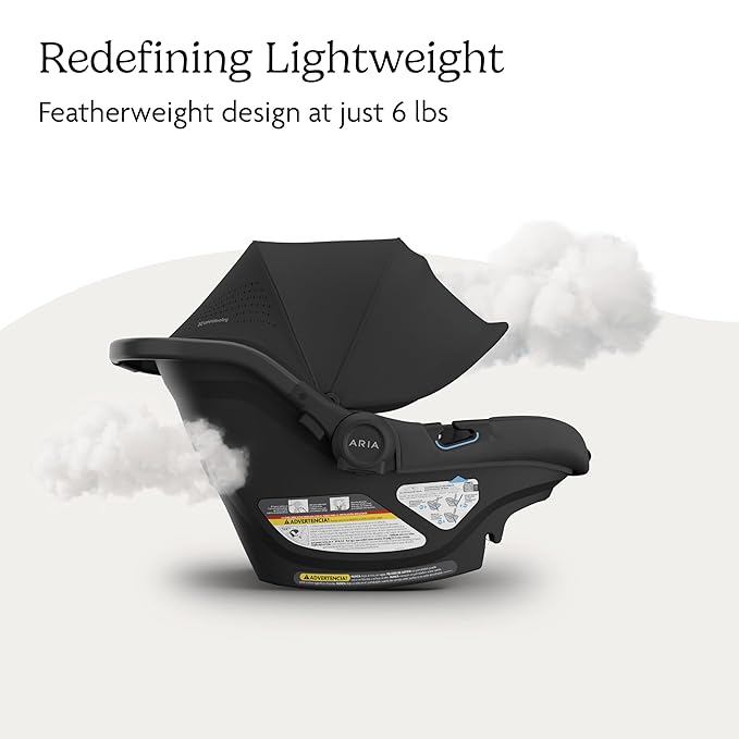 UPPAbaby Aria V2 Lightweight Infant Car Seat - Just Under 6 lbs - Base with Load Leg + Infant Insert + All-Weather FootCover Included - Direct Stroller Attachment - Jake (Charcoal/Black Leather)