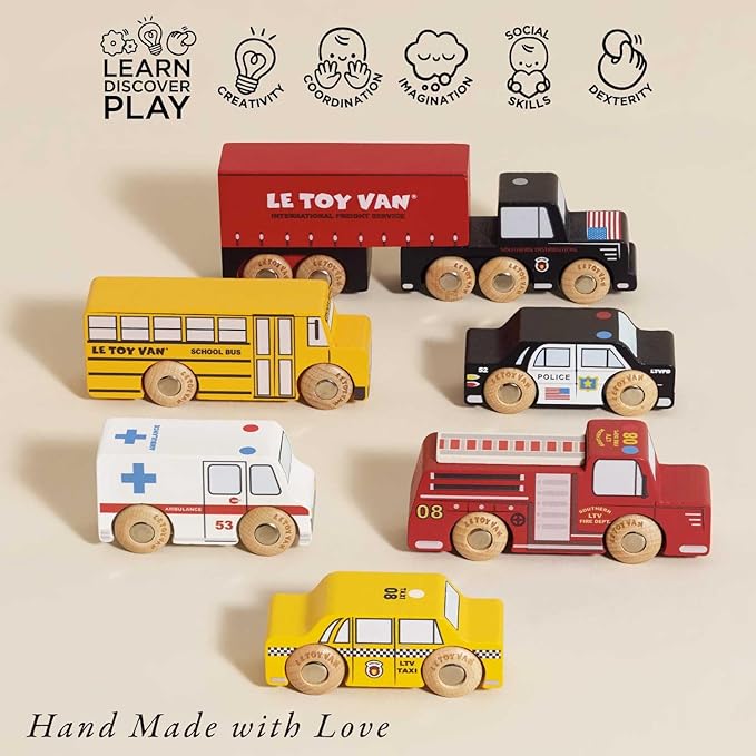 Le Toy Van New York Car Set Premium Wooden Toys for Kids Ages 3 Years & Up