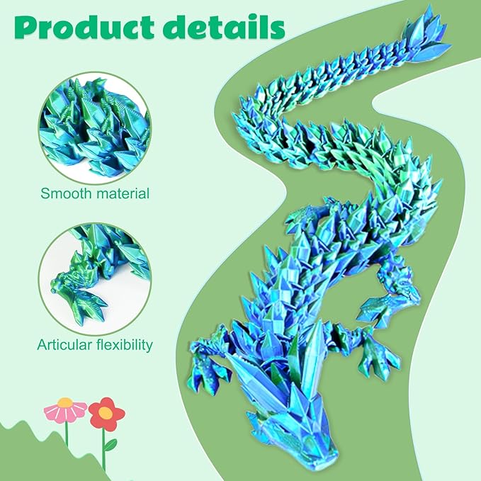 Dragon Eggs with Dragon Inside, 3D Printed Surprise Funny Gifts for Kids, Articulated Dragon Fidget Toys for Adults, Executive Desk Toys Office Room Décor (Christmas Green, M-Size)