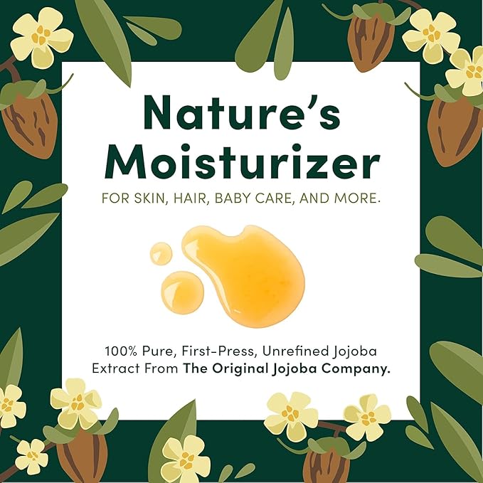 HobaCare Organic Jojoba Baby Oil with Pump Dispenser – 100% Pure Natural Unrefined Unscented Hexane Free Cold Pressed Jojoba Oil for Baby Hair, Infant Skin, Scalp Moisturizing (8.45 oz)