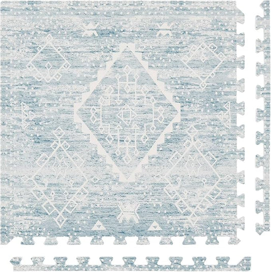 House of Noa Baby Play Mat – 4x6 Indigo Ula – Set of 6 Tiles – Cushioned EVA Foam Play Mat for Floor, Soft Interlocking Baby Crawling Mats for Hard Floors