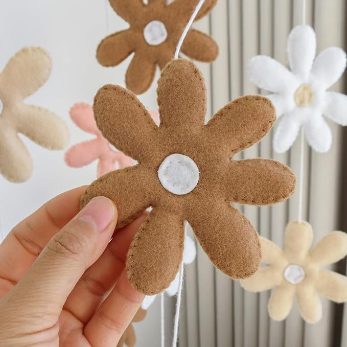 Flower Crib Mobile for Girls - Handmade Daisy Baby Mobile for Crib & Bassinet, Eco-Friendly Nursery Mobile, Shower Baby Girl Mobile for Crib