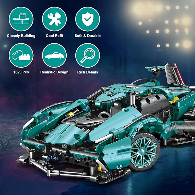 999 Piece Sports Car Building Blocks Toys Boys or Adults Kits, 1:14 Race Car Model Building Set, Adult Collectible Model Cars Set to Build, STEM Super Cars Sets for Boys Girls Age 6-12, 8-14