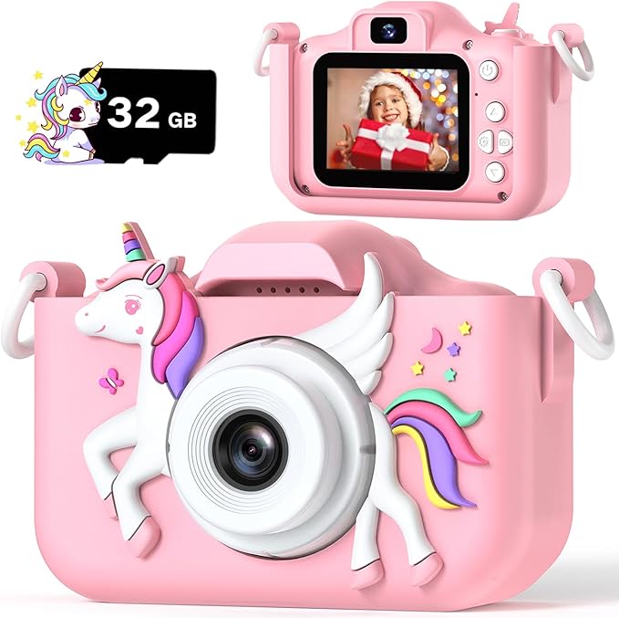 Upgrade Kids Camera for Girls, Christmas Birthday Gifts for Boys, 1080P HD Selfie Digital Video Camera for Toddlers, Cute Portable Little Girls Boys Gifts Toys for 3 4 5 6 Years Old
